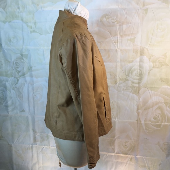 Christopher & Banks Tan Faux Leather Jacket Full Zip XL - Picture 4 of 12